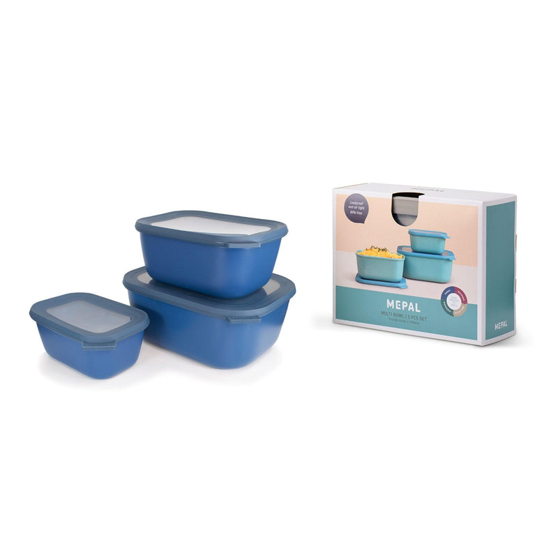 Mepal - Cirqula Multi-Bowl Deep Rectangular 3-Part Set - Limolin 