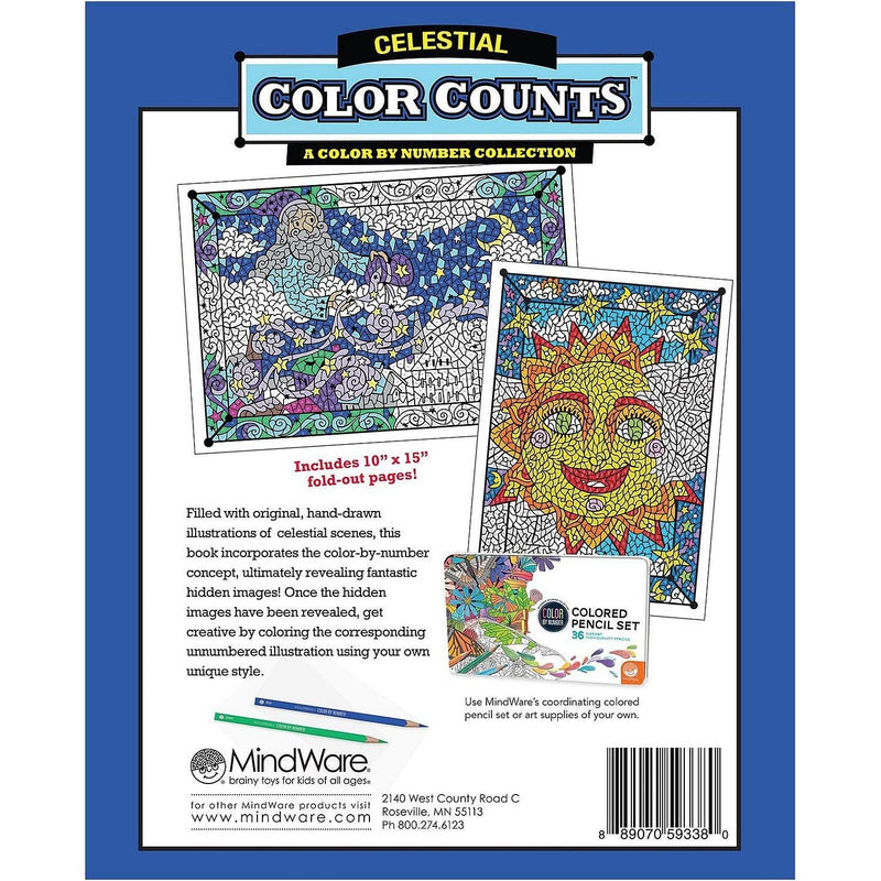 Mindware - Color by Number - Color Counts - Celestial - Limolin 