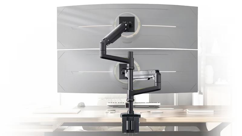 Mount-IT - Support de moniteur individuel à pince de bureau Vesa jusqu'à 11,8 kg, hauteur réglable jusqu'à 33 cm, inclinable, rotatif, en acier robuste