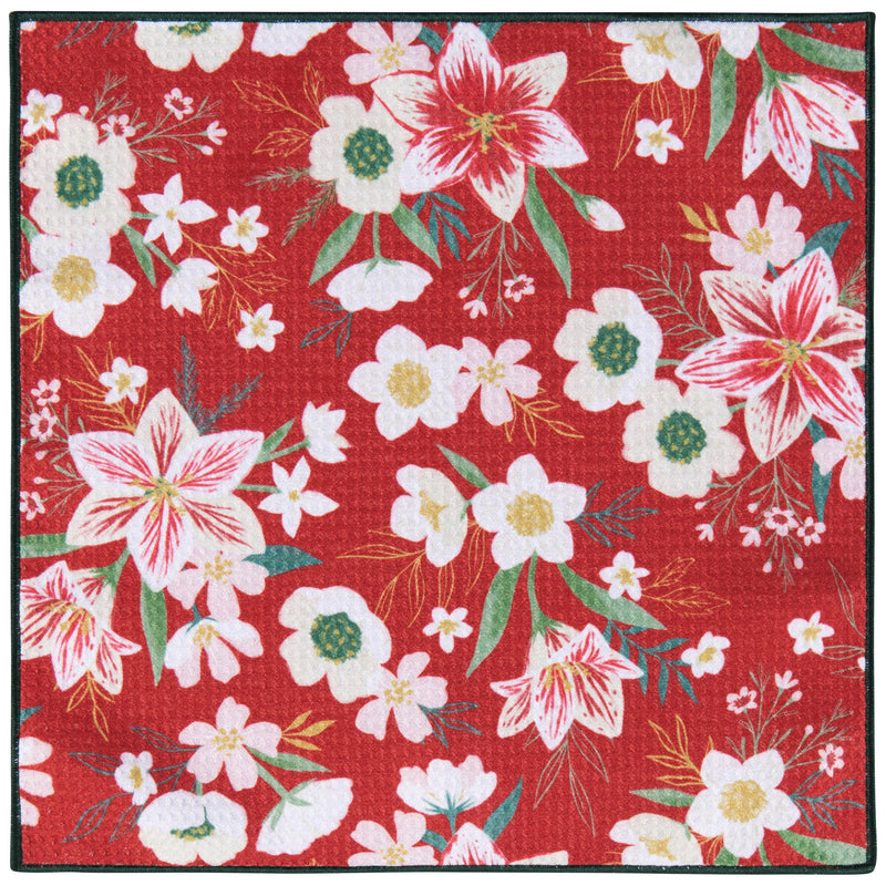 Now Designs - Amaryllis Christmas Recycled Microfibre Dishcloth - single cloth