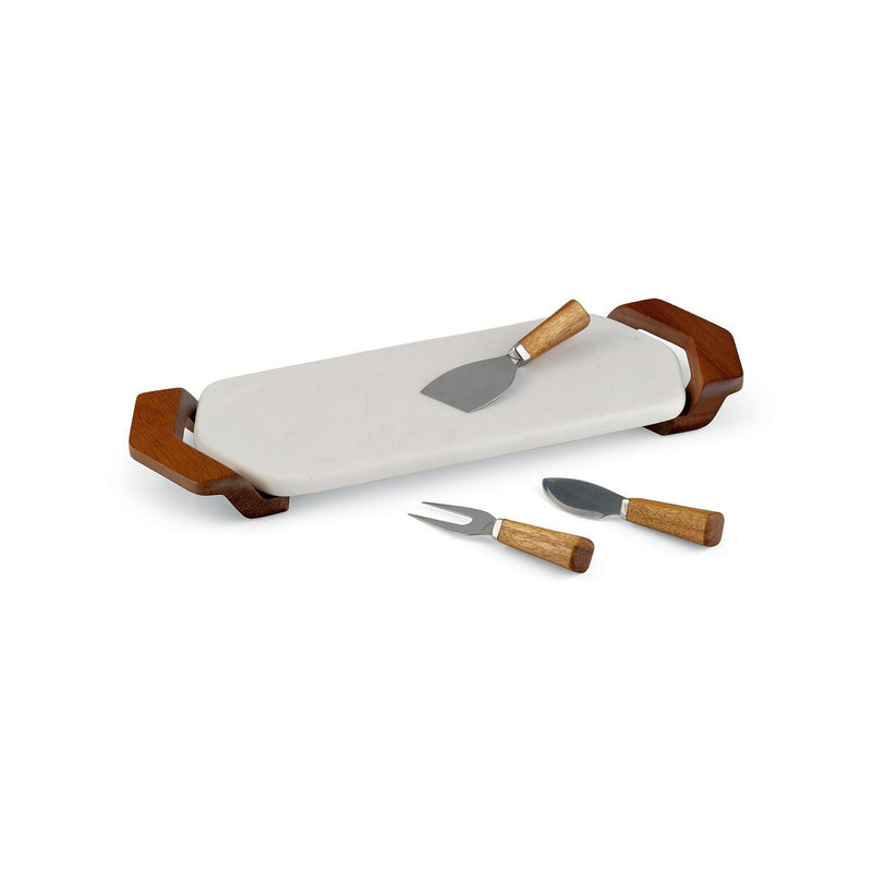Nambe - Chevron Cheese Traywith Knife | 17 in - Limolin 