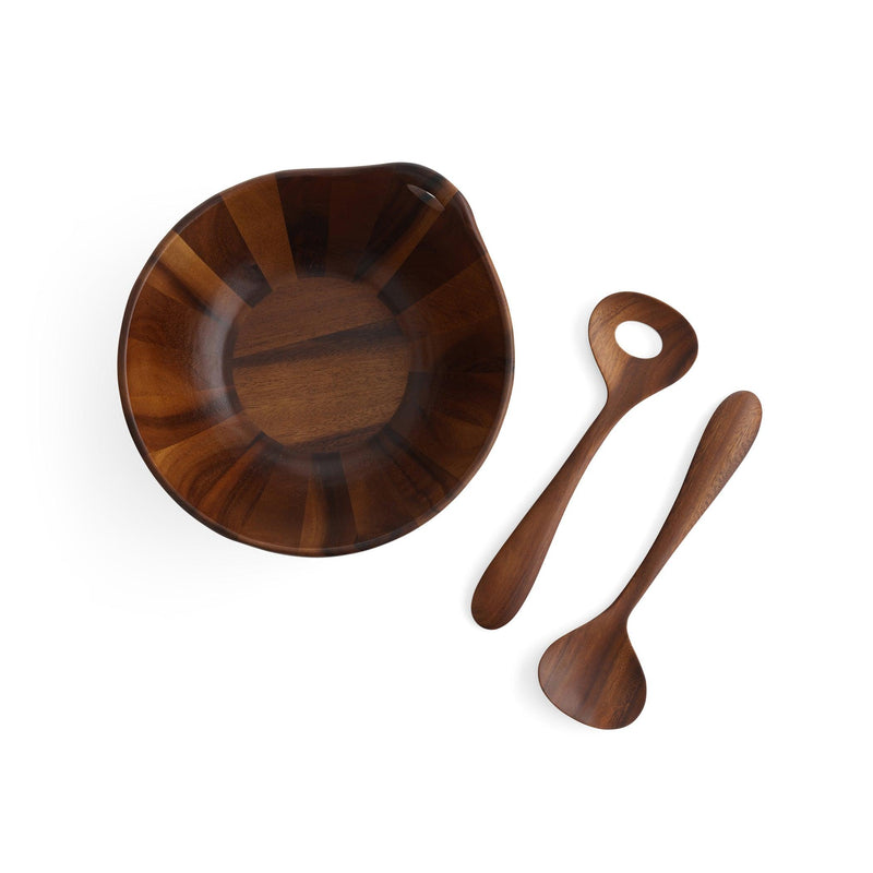 Nambe - Portables Wood Salad Bowl W/Servers - Limolin 