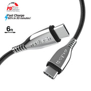 Naztech – Titanium 60W USB-C to USB-C Braided Cable – Black | 6 ft / 1.83 m – front cable and connectors