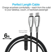 Naztech – Titanium 60W USB-C to USB-C Braided Cable – Black | 6 ft / 1.83 m – 6 ft cable length