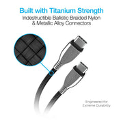 Naztech – Titanium 60W USB-C to USB-C Braided Cable – Black | 6 ft / 1.83 m – braided construction