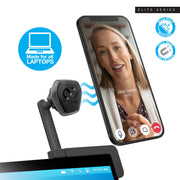 Naztech – MagBuddy Elite Magnetic Laptop Phone & Tablet Mount – Black – front laptop mount and phone demonstration