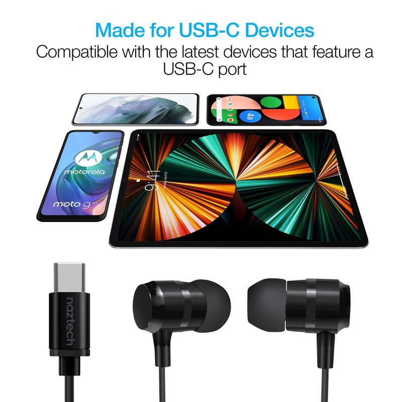 Naztech - Platinum High Fidelity USB-C Earbuds Black - Limolin 