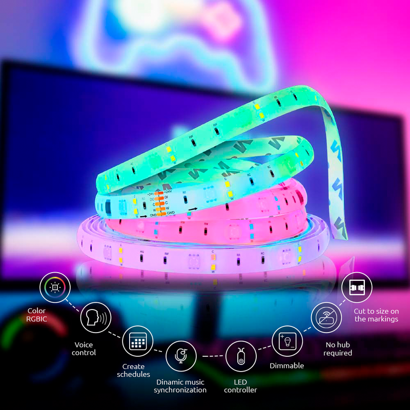 Nexxt – NHB-S613 Smart RGBIC LED Light Strip | 16.4 ft / 5 m – alternate product view