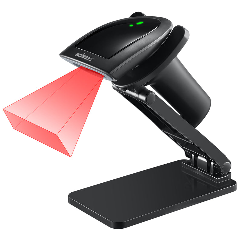 Adesso – Lecteur code-barres portatif à capteur CMOS, connectivité sans fil double mode Bluetooth et 2,4 GHz, 1D/2D