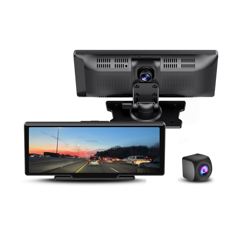 GekoGear – Dual Dashcam - Orbit C120 10.26 Portable Infotainment Display & Back Up Camera for Apple CarPlay Android Auto