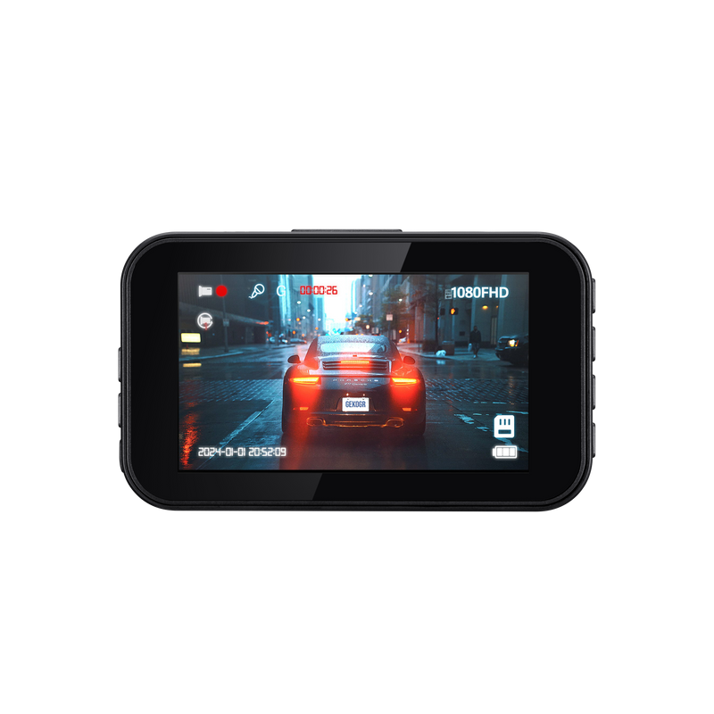 GekoGear – Dashcam - Orbit D111 1080p HD, grand angle 140 degrés, capteur G, carte MicroSD 32 Go incluse (supporte jusqu'à 64 Go) - Noir