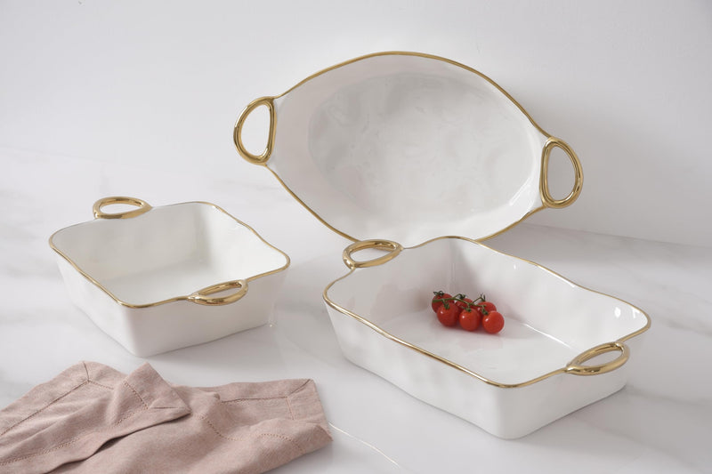 Pampa Bay - Golden Handles Rectangular Baking Dish - Limolin 