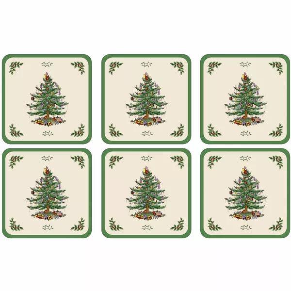 Pimpernel - Christmas Tree Set of 6 Coasters | 4 x 4 Inches - Limolin 