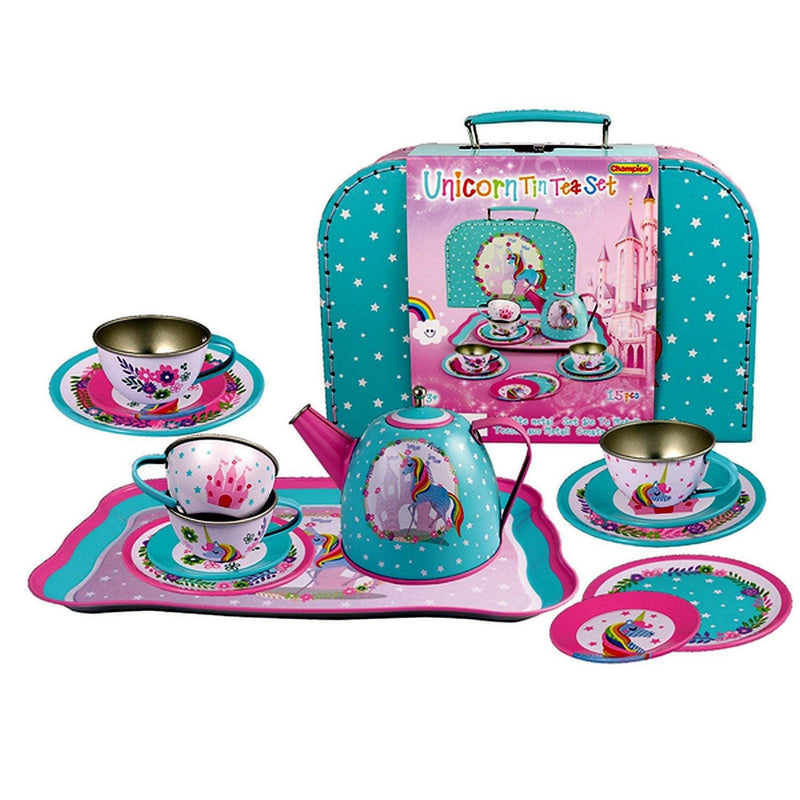 Playwell - Unicorn Tin Tea Setin Carry Case - Limolin 