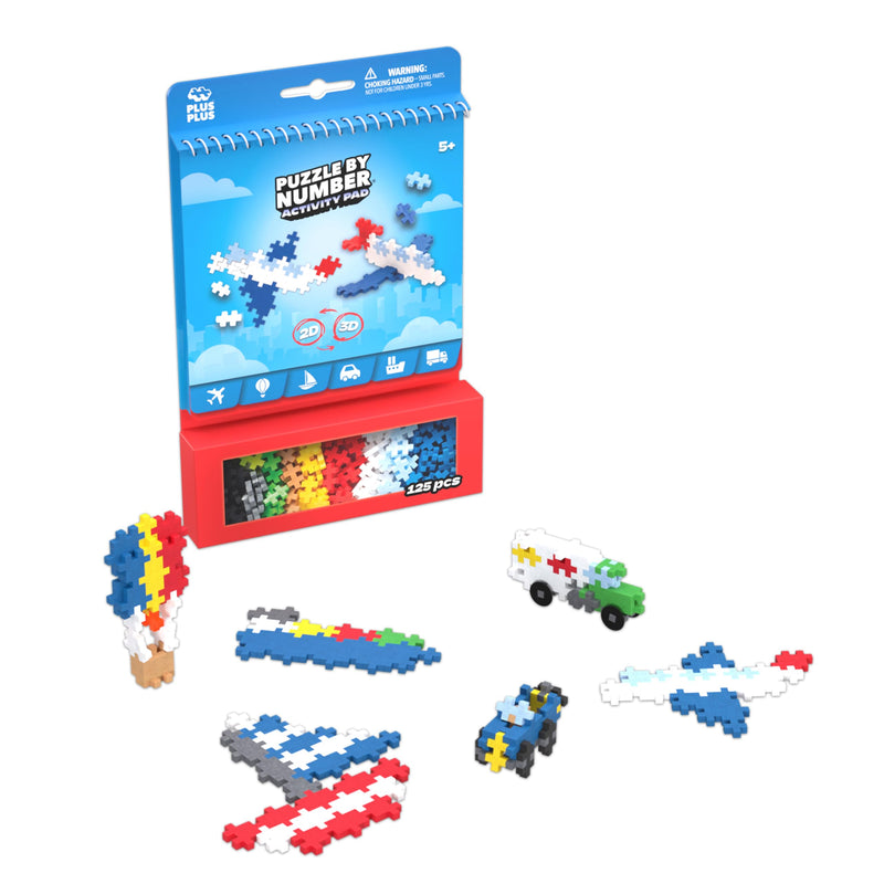 Plus-Plus - Puzzle By Number - Activity Pad - Transportation - 125Pcs - Limolin 