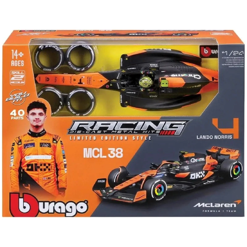 Bburago McLaren MCL38 Lando Norris #4 1:24 model kit – 40-part kit in packaging