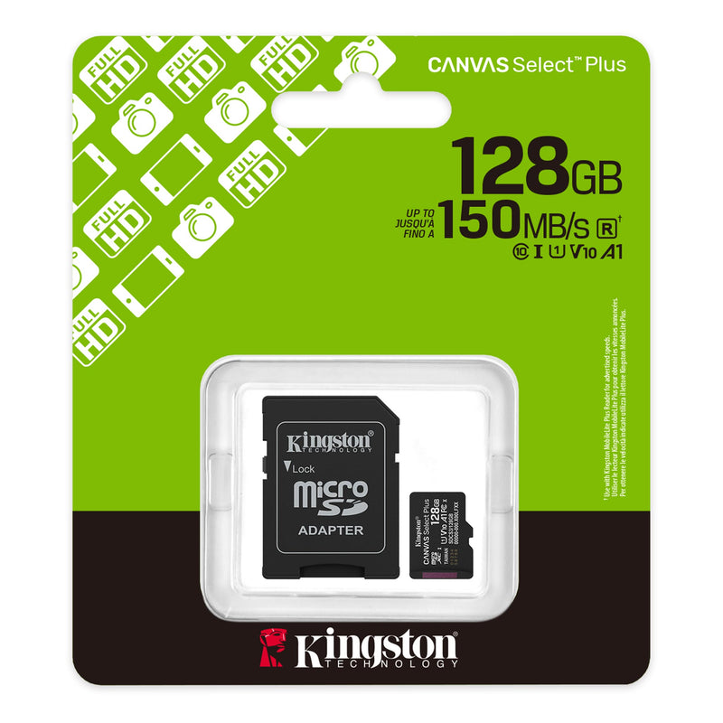 Kingston Canvas Select Plus SDCS3 128GB retail package with SD adapter