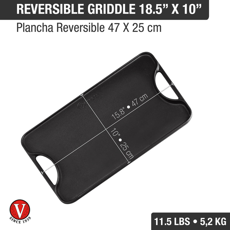 Victoria - Plaque de cuisson réversible en fonte - 47 × 25 cm