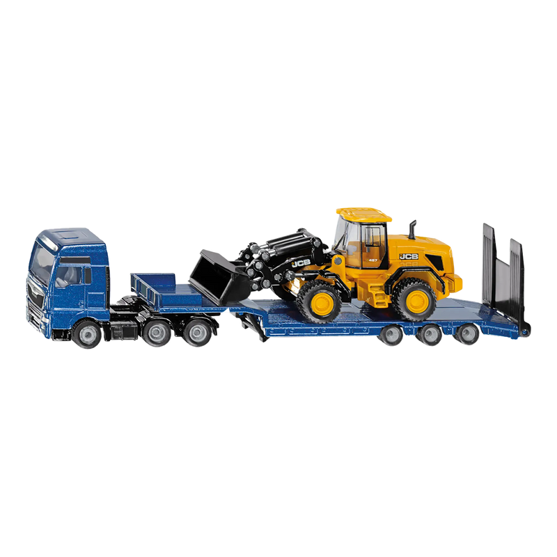 MAN TRUCK WITH LOW LOADER AND JCB WHEEL LOADER (1:87)