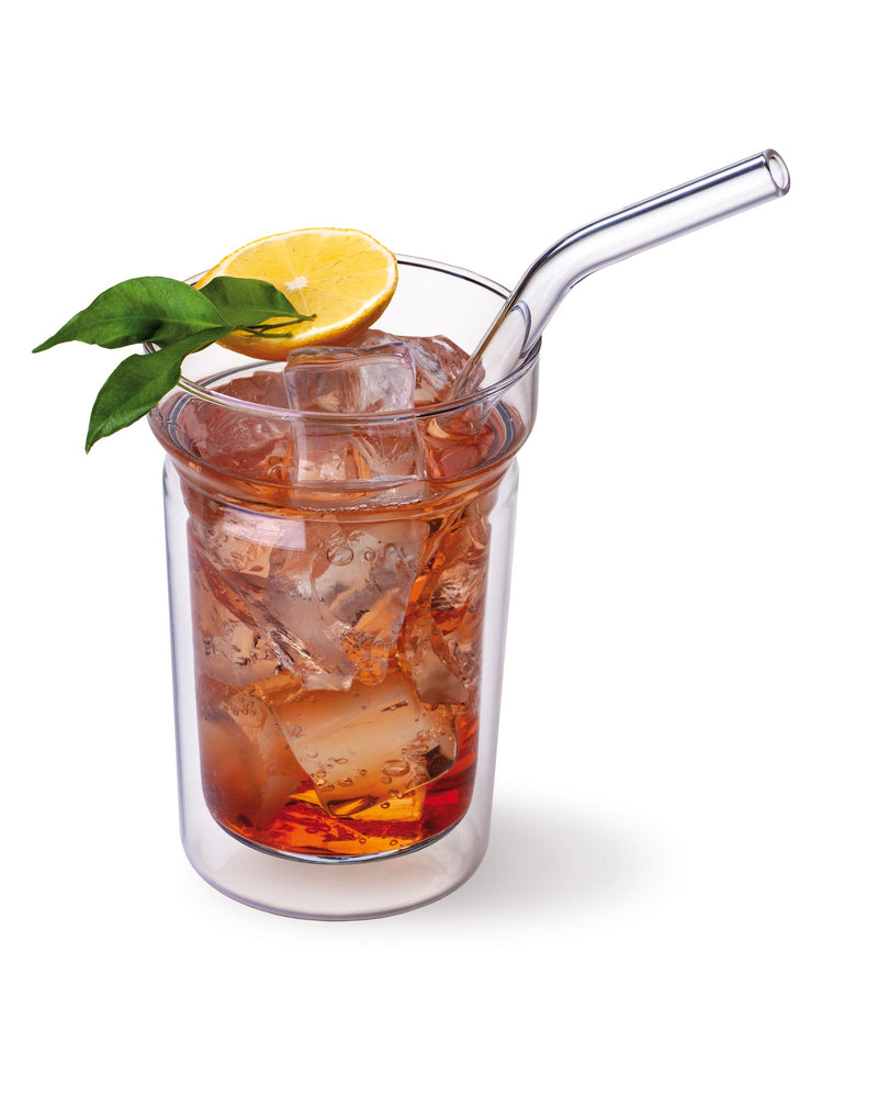 Simax - Glass Drinkng Straws with Cleaning Brush 6pc bent 20cm - Limolin 