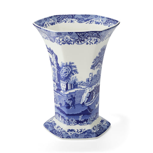 Spode - Blue Italian - Hexagonal Vase | 10.5 In - Limolin 