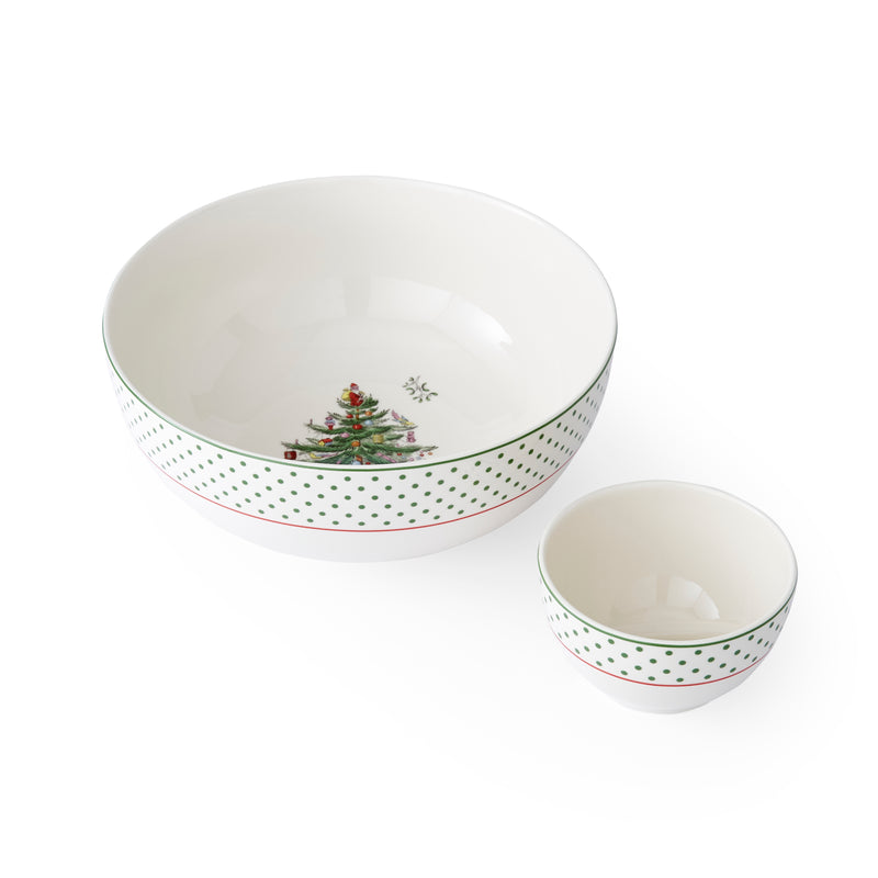 Spode - Christmas Tree - Polka Dot Tiered Chip N Dip - Limolin 