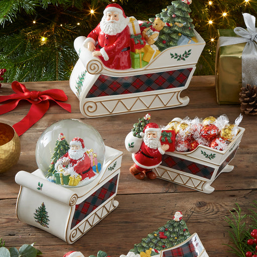 Spode - Christmas Tree - Santa Sleigh Candy Jar | 8 inch - Limolin 
