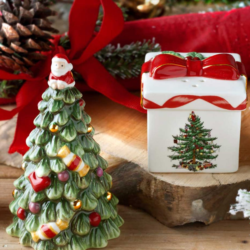 Spode - Christmas Tree - Tree And Gift Box Salt & Pepper Set - Limolin 