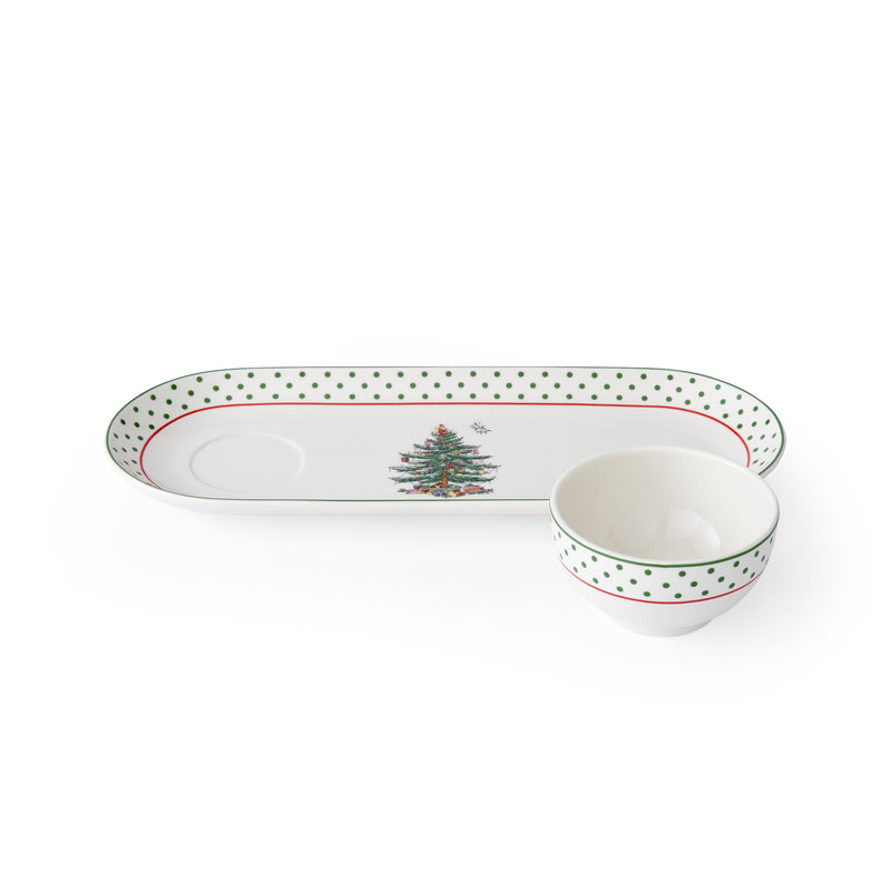 Spode - Polka Dot Oval Chip N Dip - Limolin 