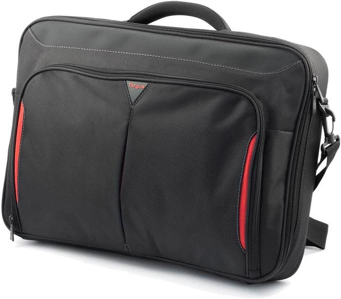 Targus - Laptop Bag 17 - 18in Clamshell Case with Shoulder Strap - Black with Red Trim (CN418GL) - Limolin 