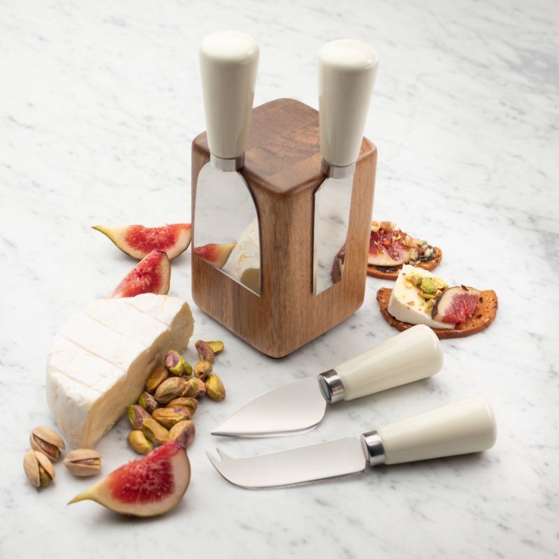 Taylor's Eye Witness - Ceramic Cheese Knife Set Cream W/Block - Limolin 