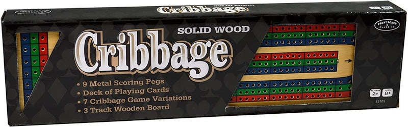 University Games - Cribbage Board - Solid Wood (Metal Pegs) - Limolin 