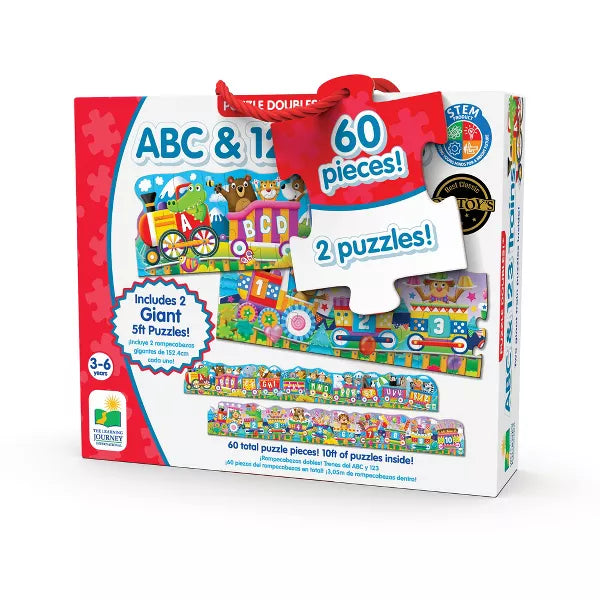 University Games - Puzzle Doubles - Giant Abc & 123 Train Floor Puzzles - Limolin 