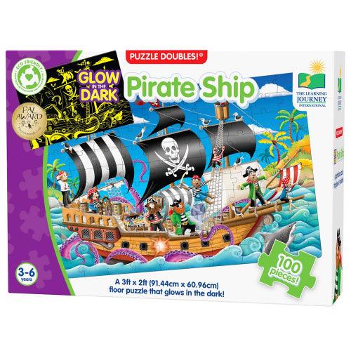 University Games - Puzzle Doubles - Glow In The Dark - Pirate Ship - Limolin 