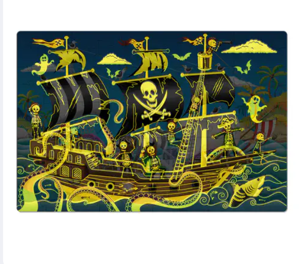 University Games - Puzzle Doubles - Glow In The Dark - Pirate Ship - Limolin 