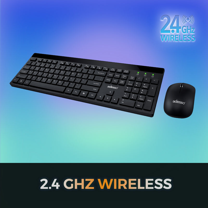 Adesso – Ensemble clavier et souris filaires avec touches silencieuses et profil bas, incluant une touche de raccourci CoPilot IA – Noir