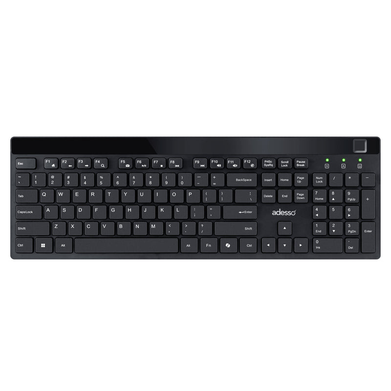 Adesso – Clavier sans fil avec lecteur d'empreintes digitales, sécurité AES-256, PC/Mac – Noir