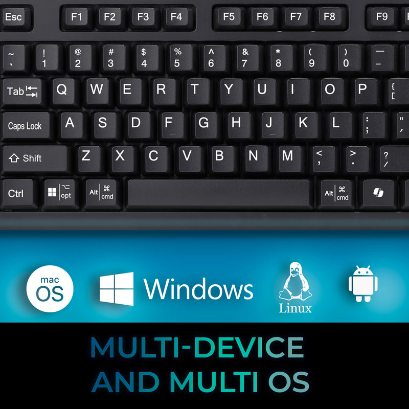 Adesso – Keyboard Wireless with Touchpad Multi-OS CoPilot AI Hotkey Full Size PC/Mac/Android - Black