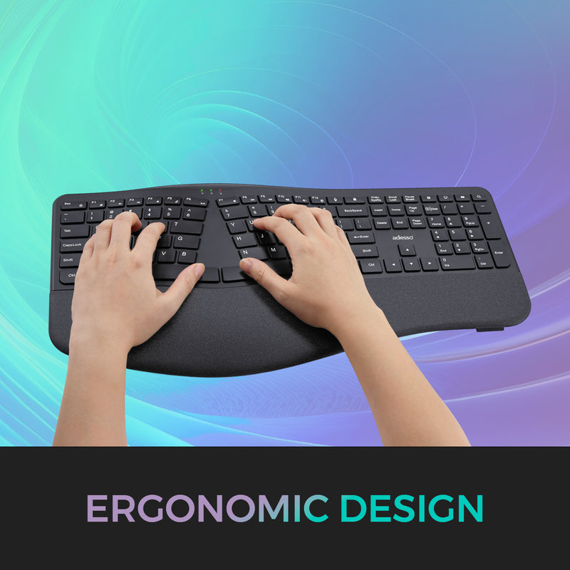Adesso – Keyboard & Mouse Combo Wireless Ergonomic Scissor Switch with CoPilot AI Hotkey Adjustable DPI Mouse PC/Mac - Black