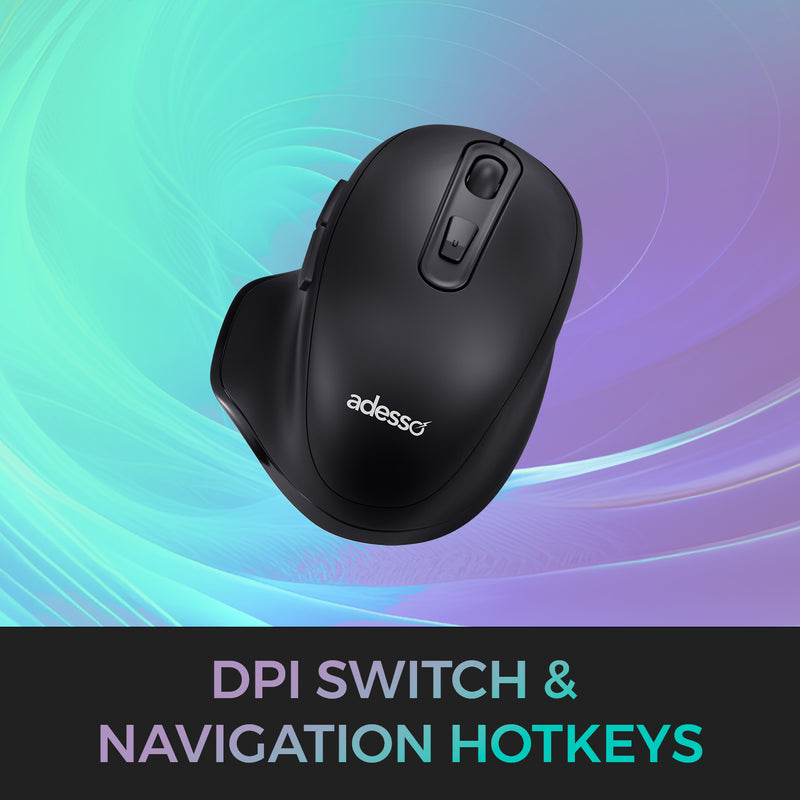 Adesso – Keyboard & Mouse Combo Wireless Ergonomic Scissor Switch with CoPilot AI Hotkey Adjustable DPI Mouse PC/Mac - Black