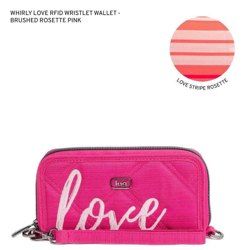 LUG - Whirly Love RFID Wristlet Wallet - BRUSHED ROSETTE PINK WITH BUBBLE PINK LOVE - colour view