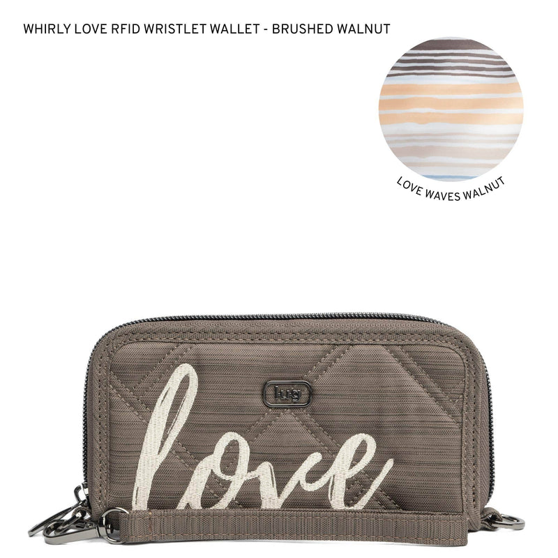 LUG - Whirly Love RFID Wristlet Wallet - BRUSHED WALNUT WITH CHAMPAGNE LOVE - colour view
