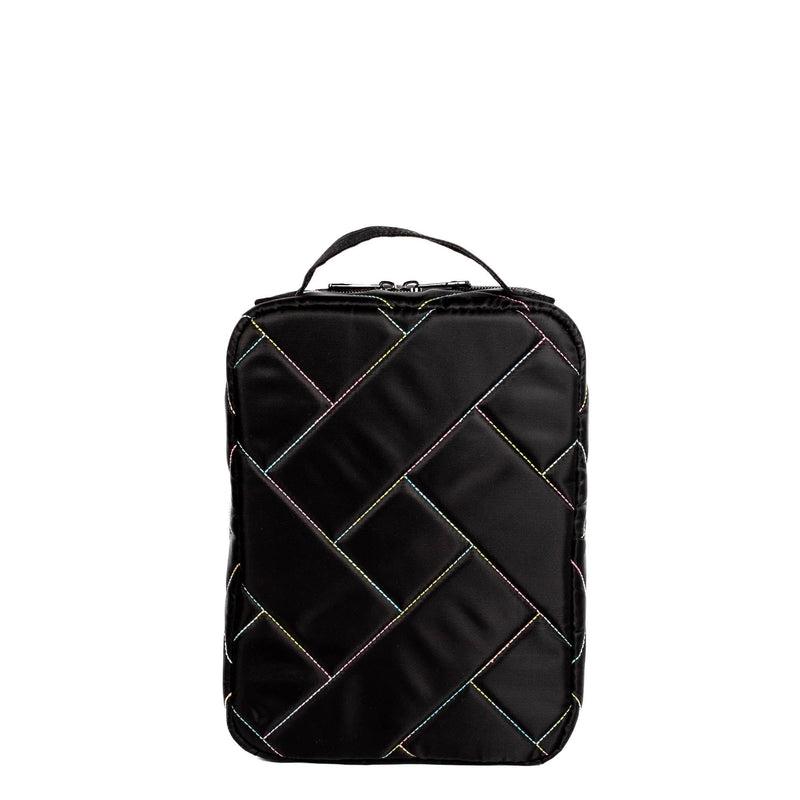 LUG - Wingback Hanging Toiletry Case - BLACK RAINBOW STITCH - colour view