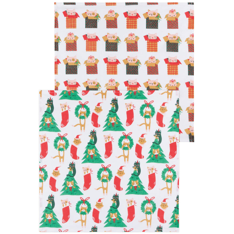 Jubilee - Let it Meow Christmas Floursack Dishtowels Set of