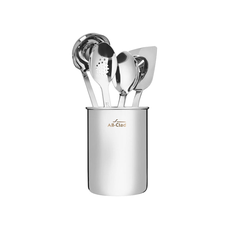 All-Clad - Stainless Steel Kitchen Tool Set with Caddy - 5 Pieces
