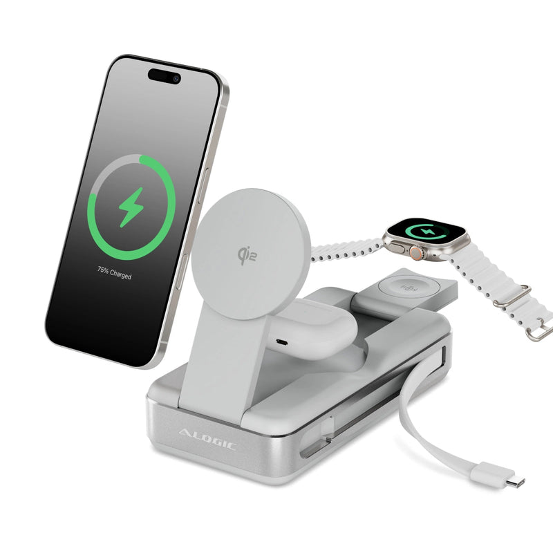 ALOGIC Roam Light Grey power bank; phone, watch and earbuds not included