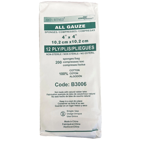 Belmonda - Compresses de Gaze Premium 4x4 - 200/paquet 12/épaisseurs