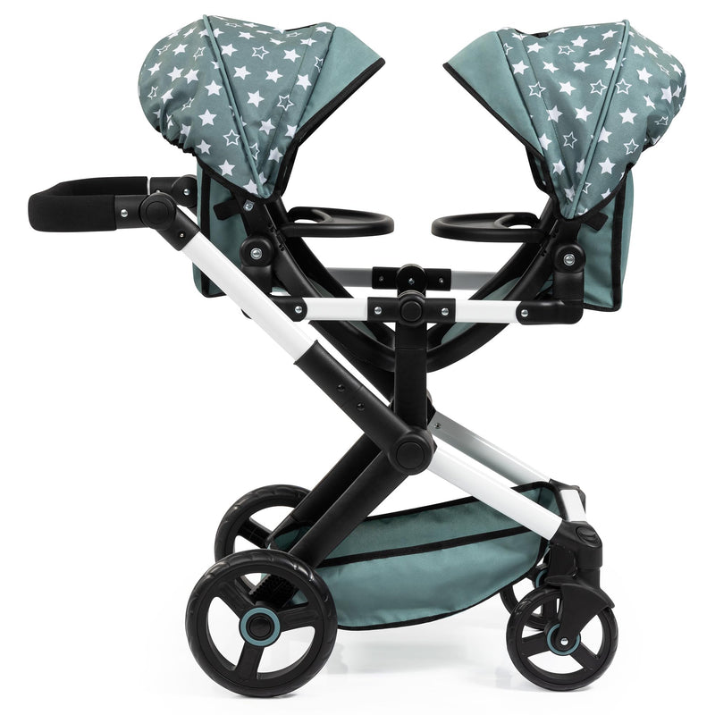 Bayer Design - XEO TWIN - TWIN DOLLS PRAM - TEAL AND STAR PATTERNS Games & Toys