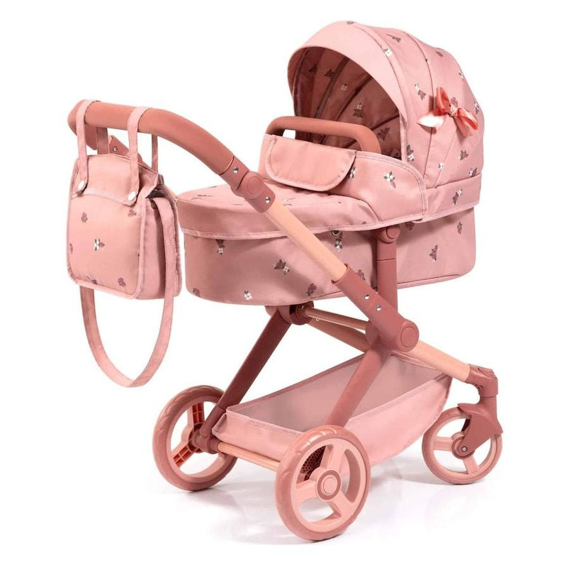 Bayer Design Xeo 17026AA doll pram in coral pink floral with matching bag