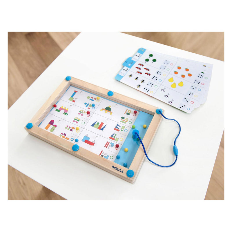 Beleduc LogiPlay 21070 wooden magnetic logic game with task cards